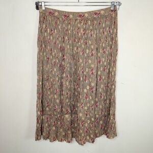 Adrian Jordan Floral Maxi Skirt Crinkle Pleated Prairie Cottage